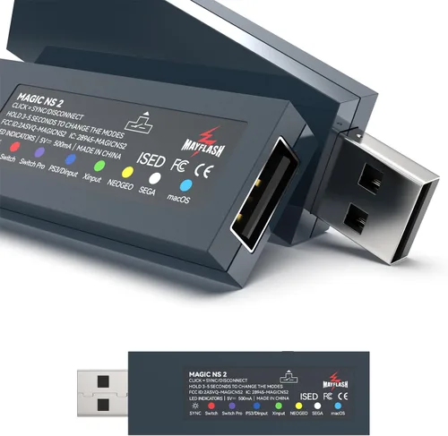 Vista 3 de MAYFLASH Magic NS 2 Wireless Bluetooth USB Adapter Compatible with SwitchSwitch 2, Steam Deck, Windows, Raspberry Pi, Xbox Series X & S Bluetooth