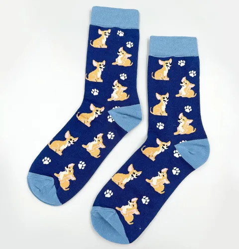 Vista 2 de Mingnei Divertidos calcetines de perro Chihuahua, calcetines de Chihuahua, amantes de Chihuahua, calcetines de vestir para mujeres y hombres