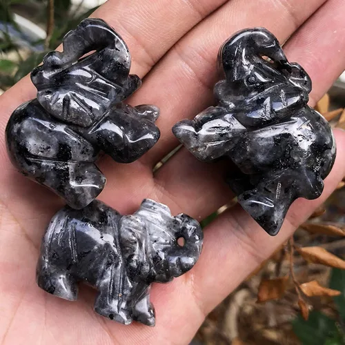 Vista 3 de Fekuar Figuras de elefante de cristal curativo talladas a mano de 1.5 pulgadas, escultura de estatua de animal de bolsillo de la suerte, decoración