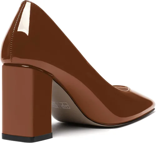 Vista 5 de WAYDERNS Zapatos de tacón alto con punta cuadrada sólida para mujer, de 3 pulgadas