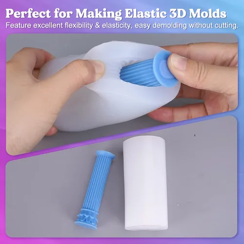Vista 4 de LET'S RESIN Kit de Fabricación de Moldes de Silicona 0A, Silicona de Moldeo Extra Suave y Elástica 70.5oz, Silicona Líquida para Fabricación