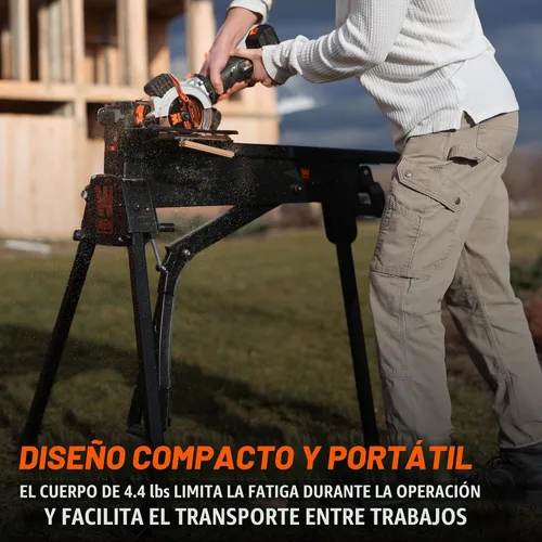 Vista 3 de WEN Mini sierra circular inalámbrica de 20 V máx. de 4-1/2 pulgadas con batería de 2.0 Ah y cargador (20604)