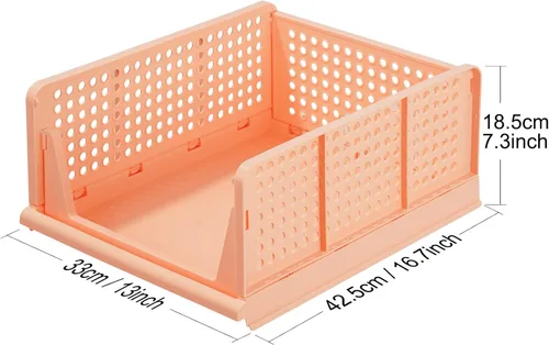 Vista 3 de Paquete de 4 cajas de almacenamiento plegables para armario, organizador de cajones de plástico, apilables, cestas de tela, contenedor de armario