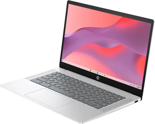 Vista 2 de HP Chromebook de 14 pulgadas, procesador Intel N200, 4 GB de RAM, SSD de 128 GB, plata glaciar