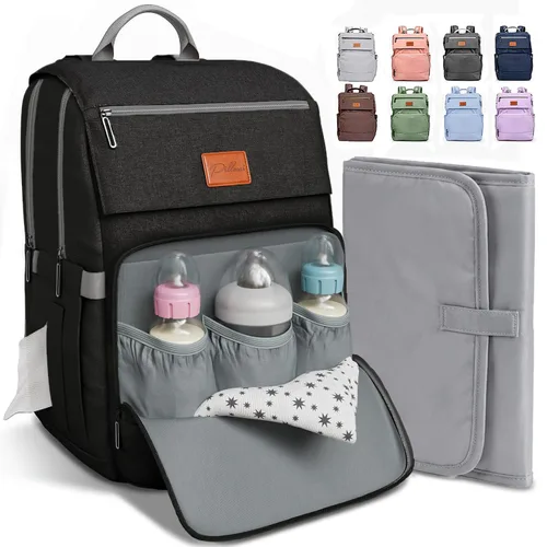 Vista 11 de PILLANI - Mochila grande para llevar pañales de bebé, para viajar, cambiador incluido, producto esencial para recién nacidos, artículos para mamá