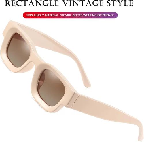 Vista 6 de AIEYEZO Lentes de sol rectangulares gruesos y modernos para mujeres y hombres, estilo retro de los años 90, cuadrados, polarizados