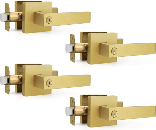 Vista 25 de Gobrico 1 paquete de manijas cuadradas de privacidad para puerta en acabado negro mate, manijas interiores sin llave, reversibles para puertas