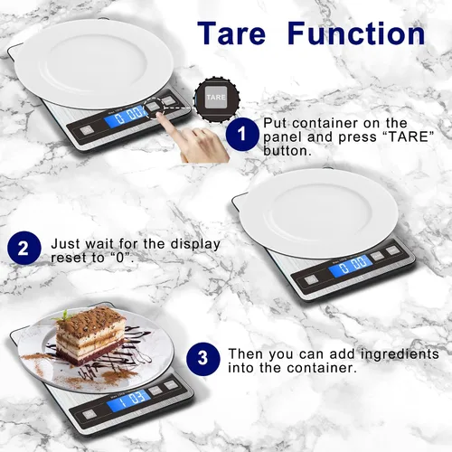 Vista 4 de hito Báscula de alimentos de 22 libras, báscula digital de cocina con carga dual tipo C y batería, precisión de 1 g/0.1 oz, pantalla LCD