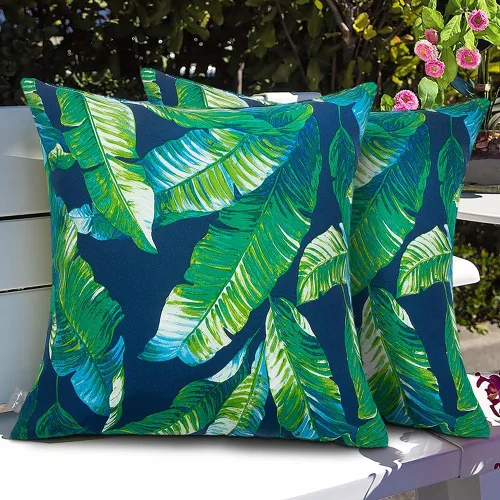 Vista 12 de Magpie Fabrics - Juego de 2 fundas de cojín para patio con inserto de 18 x 18 pulgadas, funda decorativa resistente a la decoloración para sofá