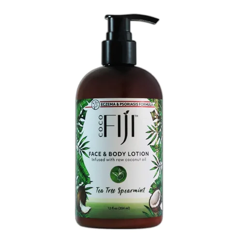 Vista 23 de Coco Fiji Loción facial y corporal infundida con aceite de coco, loción para piel seca, crema facial hidratante y loción de masaje para mujeres