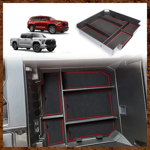 Vista 9 de Muslogy Organizador de consola central y caja de almacenamiento de palanca de cambios compatible con Toyota Tundra 2022 2023 2024 2025, accesorios