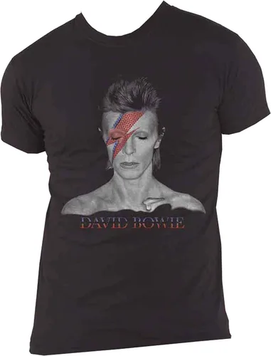 Vista 4 de David Bowie T Shirt Aladdin Sane Profile Contrast Logo Official Mens Black
