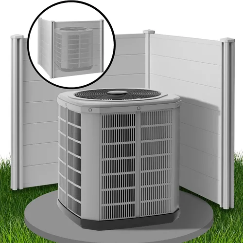 Vista 3 de Casafield Pantalla de privacidad de 42 x 42 pulgadas – Panel de valla de vinilo para exteriores para CA/papelera/equipo de piscina, color gris