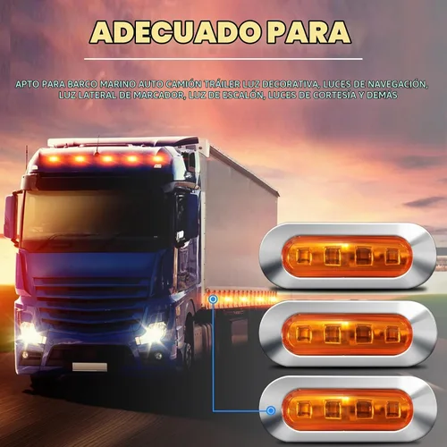 Vista 6 de ALFU 40 PCS Luces LED Ámbar DC 12-24V para Remolque, Luces Marcadoras Laterales Delanteras Traseras de Posición con Bisel Cromado para Remolque