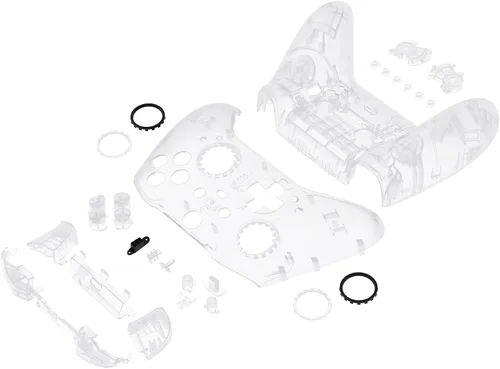 Vista 5 de eXtremeRate Full Set Shell Buttons for Xbox One Elite Series 2 Controller, Clear Replacement Faceplate Back Plate Bottom Shell Case with Buttons for