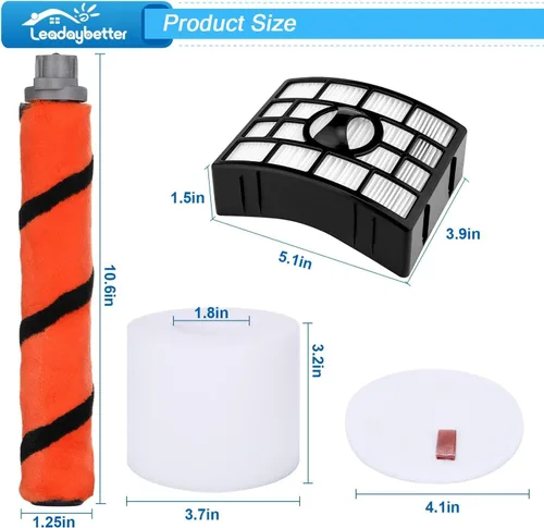 Vista 3 de Leadaybetter Filtro de repuesto para Shark APEX DuoClean Lift-Away AX950 AX951 AZ1002 AZ1000 AZ1000W, 1 filtro negro, 2 filtros de espuma y fieltro