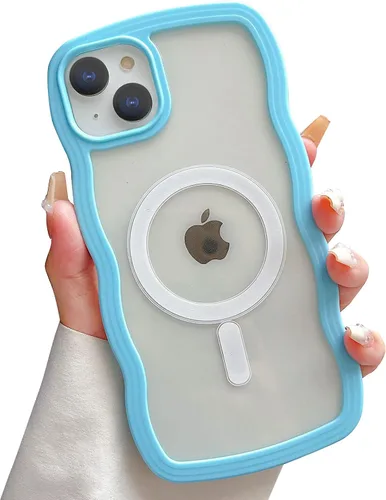 Vista 39 de Yeddabox Magsafe - Funda compatible con iPhone 13, diseño de ondas, lindo marco de colores de caramelo con ondas de agua, a prueba de golpes