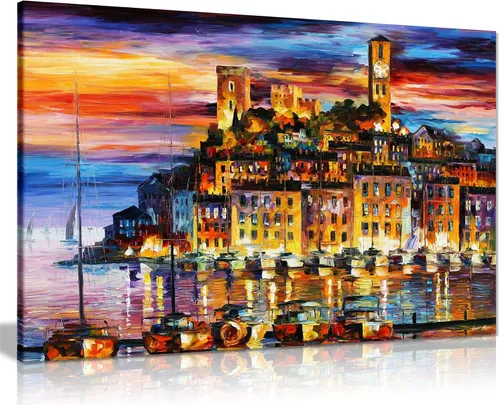 Vista 16 de Pareja bajo un paraguas por Leonid Afremov - Lienzo decorativo para pared (12 x 8 pulgadas)