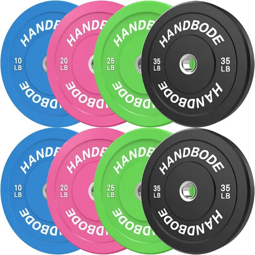 Vista 11 de HANDBODE Juego de discos de peso de 2 pulgadas de alto rebote, juego de discos olímpicos de 45/100/160/190/260/300 libras, juego de discos