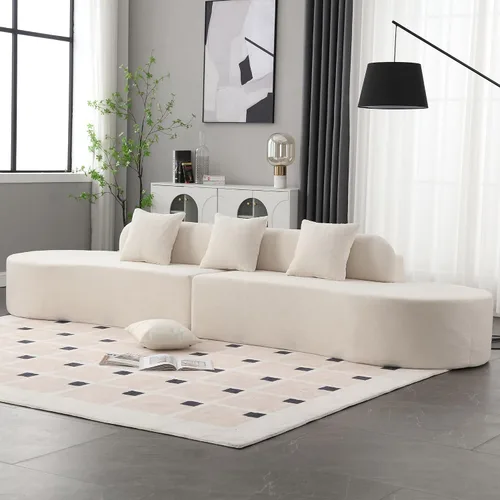 Vista 7 de Sofá curvo de 130.5 pulgadas para sala de estar, moderno sofá modular minimalista en nube, sofá de gran tamaño comprimido sin hueso de 3 plazas