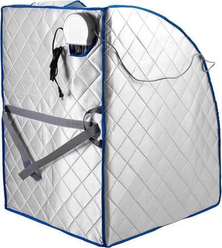 Vista 5 de Durasage sauna infrarrojo personal de interiores, con almohadilla para pies y silla, extragrande, color plateado