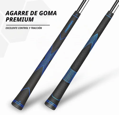 Vista 2 de CHAMPKEY Premium Rubber Golf Grips 13 Pack High Traction Golf Club Grips Choose Between Grip with 15 Tapes and Grip with All Kits Azul/Negro