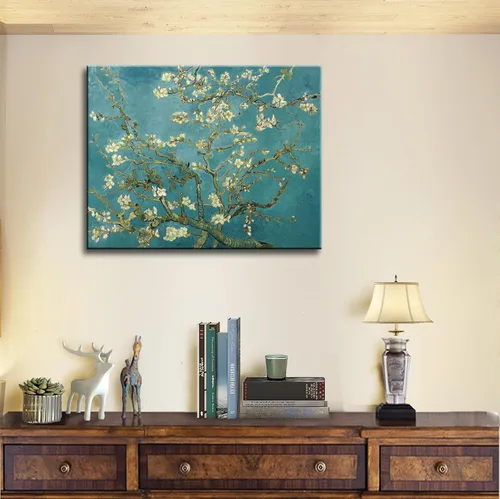 Vista 5 de msspart Almendro en flor por Vincent Van Gogh Pinturas al óleo reproducción, Impresión Giclee en lienzo Arte en pared para dormitorio, baño