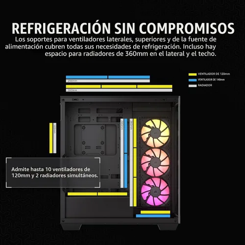 Vista 6 de CORSAIR iCUE Link 3500X RGB Mid-Tower ATX Carcasa para PC – Vidrio Templado Panorámico – Compatible con Placa Base de Conexión Inversa – 3X Negro