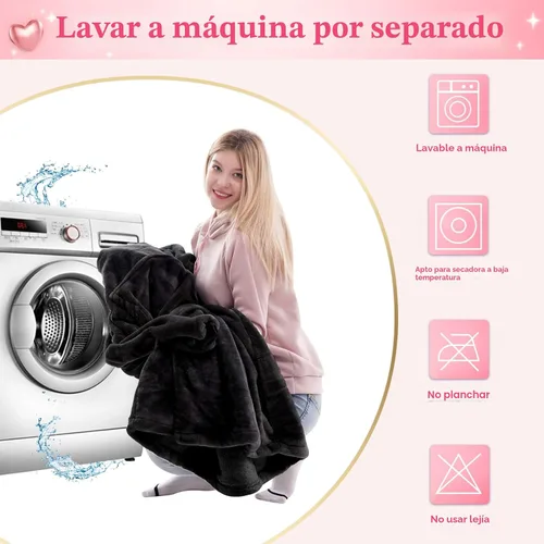 Vista 6 de Waitu - Sudadera tipo manta, para regalar a hombre o mujer, muy cálida y acogedora, gigantesca, con capucha, de gruesa franela, con mangas y un Negro
