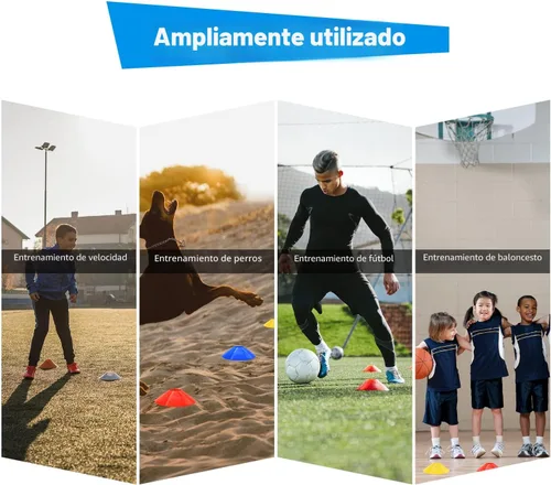 Vista 5 de 25/50/100 piezas de conos de disco, conos de agilidad de fútbol con bolsa de transporte y soporte, conos de fútbol para entrenamiento deportivo