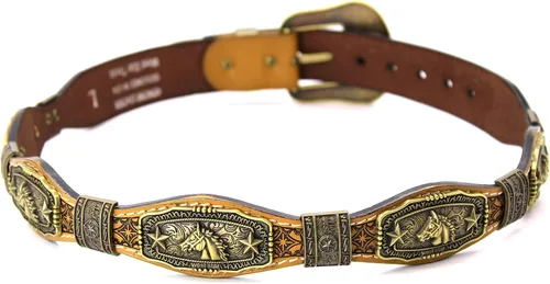 Vista 4 de West Star Concho Rodeo Cowboy - Cinturón de piel auténtica