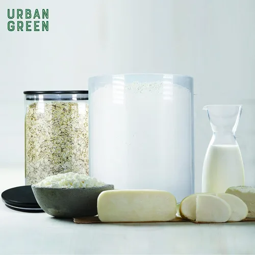 Vista 5 de Urban Green Tarros de vidrio con tapas negras, recipiente de almacenamiento de alimentos de vidrio con tapas negras, tarros de harina de despensa
