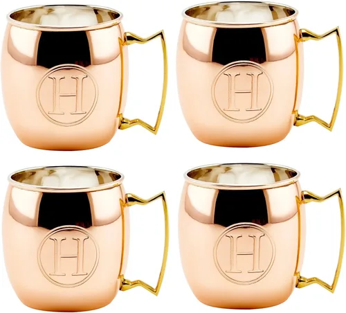 Vista 28 de Old Dutch International Taza sólida Moscow Mule, 16 onzas, monograma A, cobre