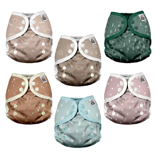 Vista 9 de Mama Koala Fundas de pañales de tela ajustables reutilizables con doble refuerzo para niñas y niños, cierre a presión, talla M (papilla vibrante-M)
