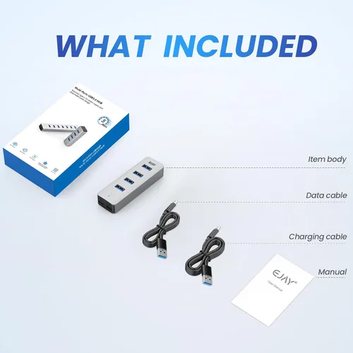 Vista 7 de EJAY Divisor USB C Hub USB C de alta potencia para PC y Mac Aluminio Concentrador de datos multipuerto Configuración de escritorio pesado