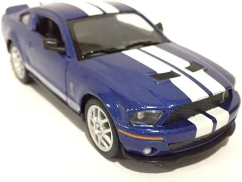 Vista 2 de KiNSMART Ford Shelby GT500 2007 con rayas de carreras escala 1:38 5 pulgadas de metal fundido a presión modelo de juguete Muscle Car (4 unidades)