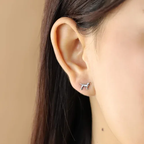 Vista 3 de Boma Jewelry - Aretes de plata de ley Labrador Retriever para perro Plata de ley No es una piedra preciosa