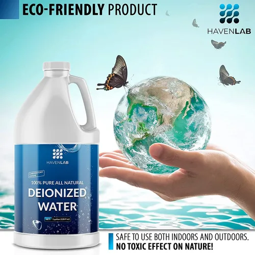 Vista 5 de Agua desionizada - Desmineralizado (1 galón) Purificación Suavizante para lavado y limpieza, refrigeración por batería automotriz, equipos