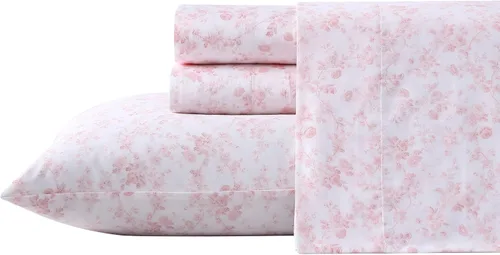 Vista 39 de Laura Ashley - Juego de sábanas individuales con sábana bajera y funda de Bettinas Blooms Rojo
