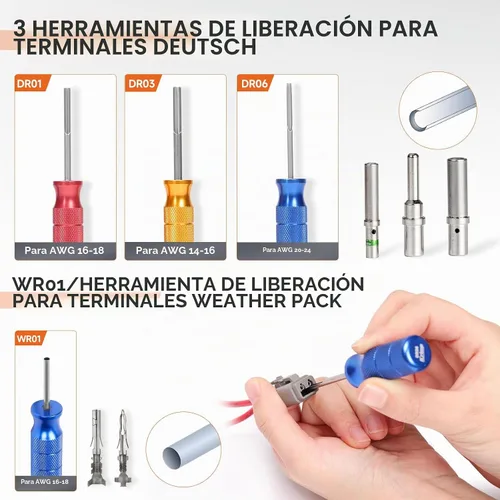 Vista 5 de iCrimp DC02 8 PCS Deutsch Weather Pack Crimper Kit DT DTM