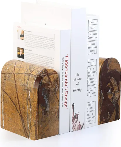 Vista 26 de Koville Sujetalibros de mármol italiano de Carrara para estantes, extremos decorativos para libros, 7 libras, soporte de libros de mármol Bianco