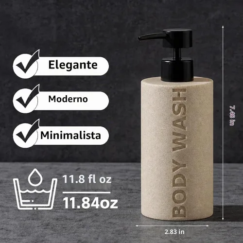 Vista 3 de Shampoo and Body Wash Soap Dispenser,11.84OZ, 2PCS,Sandstone Look,Beige