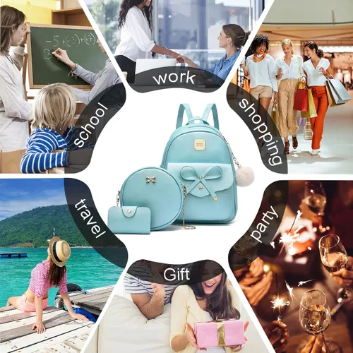 Vista 43 de ZGWJ Mini mochila de cuero con moño, mochila pequeña, linda mochila casual de viaje para niñas y mujeres, M, Mochilas tipo mochila