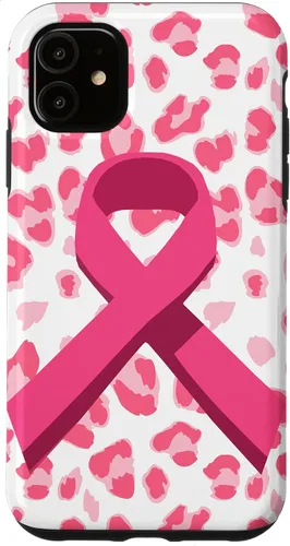 Vista 8 de Funda para iPhone 16 con cinta rosa en estampado de leopardo para concientización sobre el cáncer de mama
