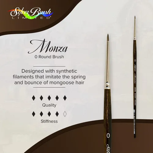 Vista 2 de Silver Brush 2629S-0 Monza - Cepillo sintético de mangosta de mango corto, redondo, tamaño 0