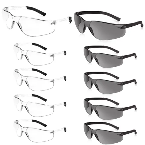 Vista 11 de Salfboy Gafas de seguridad transparentes a granel de 10 ANSI Z87.1, gafas protectoras resistentes a arañazos para trabajo, laboratorio, construcción
