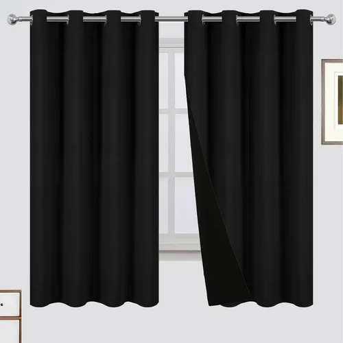 Vista 57 de LEMOMO Cortinas 100% opacas de 38 x 54 pulgadas, 2 paneles de oscurecimiento con aislamiento térmico para dormitorio