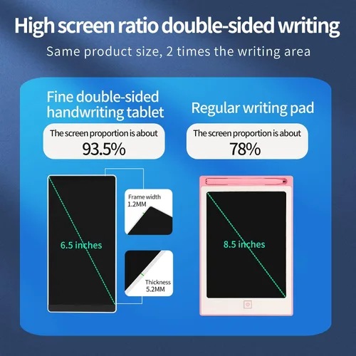 Vista 3 de Mini tableta de escritura LCD, almohadilla de dibujo electrónica reutilizable borrable de 6.5 pulgadas, almohadilla de dibujo electrónica para niños