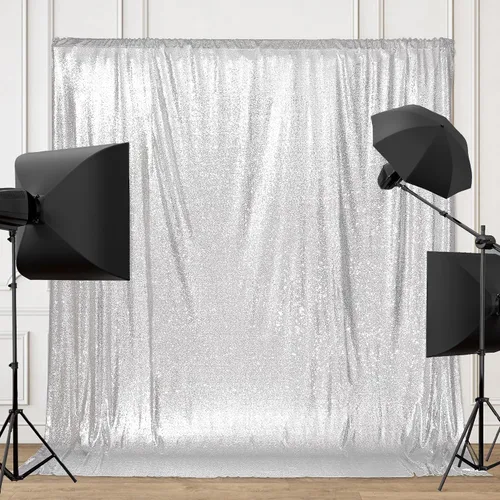 Vista 35 de PartyDelight Cortinas de Fondo de Lentejuelas 2 Paneles Negro 5 Pies x 10 Pies Telón de Fondo para Fotografía Cortina de Boda Eventos Especiales