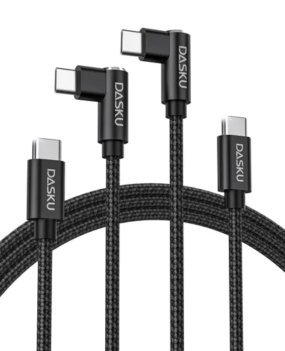 Vista 15 de Cable USB a USB C de 90 grados de 60 W, carga rápida de 3 pies, paquete de 2 cables USB A a USB C, cable USB tipo C de ángulo recto para iPhone